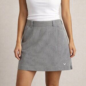 Callaway Golf Skirt Skort Womens Athletic Striped Gray White Belt Loops Size 10